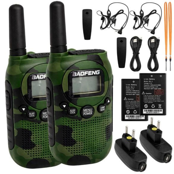 Baofeng BF-T6 walkie talkie szett 2 db 2 km hatótáv zöld terepmintás 00014680_Z