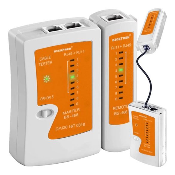 RJ45/RJ11 kábelteszter – hálózati és telefonkábelek diagnosztizálásához 00022166