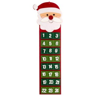   Adventi naptár Mikulás mintával, 24 zsebbel, 67,5 × 20 cm 00022252