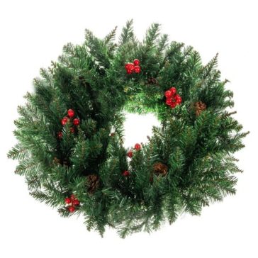   Karácsonyi koszorú 60 cm – tobozokkal és piros bogyókkal 00022298