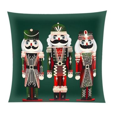   Plüss karácsonyi díszpárnahuzat diótörő mintával, 40 × 40 cm 00024729