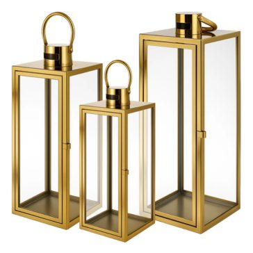   RUHHY 3 részes arany dekor lámpás szett, 63/49/38 cm 00026476