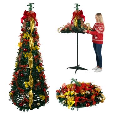   RUHHY összecsukható, díszített műfenyő állvánnyal, 180 cm 00026757