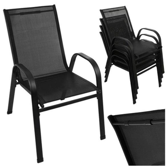Gardlov kerti szék szett 4 db fekete 00027566