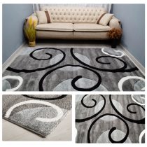   Eylül Fekete-Szürke Nonfiguratív 160x220 Szőnyeg 01200D-SIYAH-GRI-160220