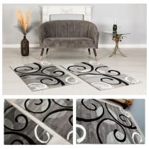   Eylül Fekete-Szürke Nonfiguratív Szőnyeg Szett 01200D-SIYAH-GRI-SZETT1