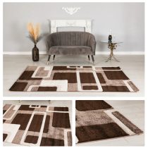   Eylül Barna Fehér Téglamintás 160x220 Szőnyeg 01201D-KAHVE-VIZON-160220