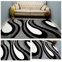   Eylül Szürke-Fekete Hullámos Mintázatú 120x170 Szőnyeg 01202D-SIYAH-GRI-120170