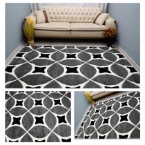  Eylül Szürke-Fekete Körkörös Mintás 160x220 Szőnyeg 01207D-SIYAH-GRI-160220