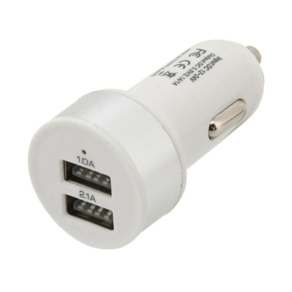 Autós USB adapter – 2 portos, 12/24V szivargyújtóhoz, 5V/2100mA kimenettel 07406