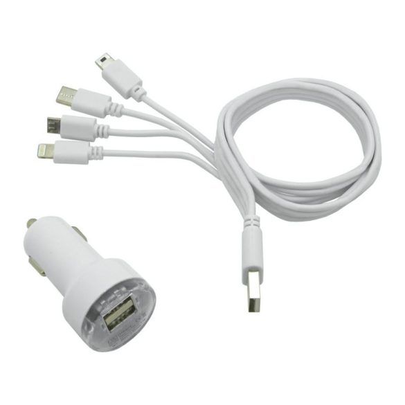 Autós Töltőszett 4 az 1-ben USB Kábellel – Univerzális Csatlakozókkal 07680