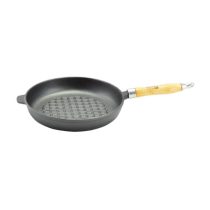   Perfect Home Öntöttvas Grill Serpenyő (24 cm) – Kerek, Fa Fogantyúval 10374