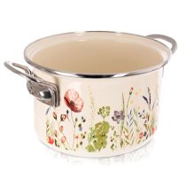   Krémszínű Zománcozott Fazék Pipacsos Mintával (MAKI) – 3 liter, 20 cm 113386