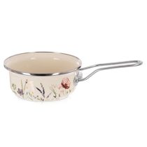   Krémszínű Zománcozott Nyeles Lábas Pipacsos Mintával (MAKI) – 650 ml, 14 cm 113389