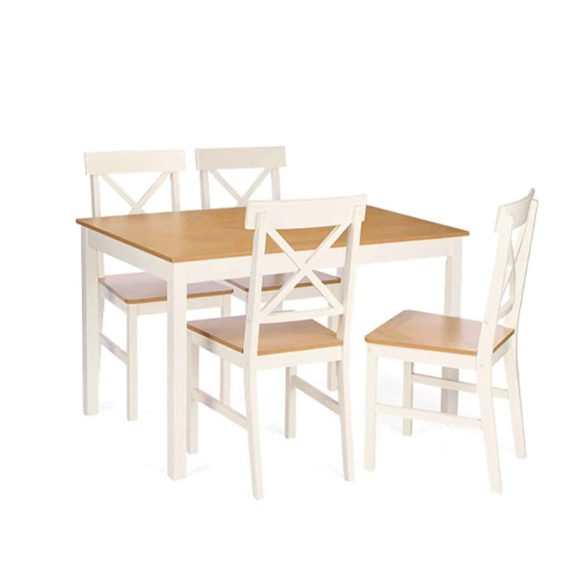 GIFTDECOR Étkezőgarnitúra - Fehér + Natúr fa 12092