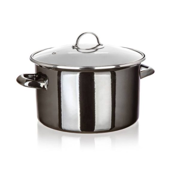 METALLIC Black zománcozott edény – 26 cm, 6 l, fedővel 13823461