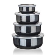 BANQUET Fekete zománcozott tálkészlet, 8 db 13823471