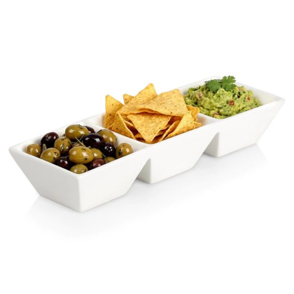 Háromrészes fehér kerámia uzsonnástál 29 cm 139458