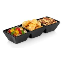 Háromrészes fekete kerámia uzsonnástál 29 cm 139459