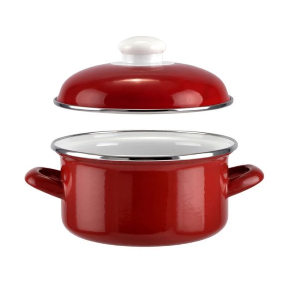 Perfect Home Piros Zománcozott Lábas fedővel 22 cm 14409