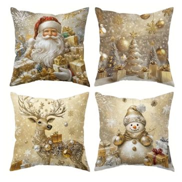   4 darabos Mikulás-mintás kétoldalas díszpárnahuzat-szett, cipzárral 50 x 50 cm 15M0Q68635-2