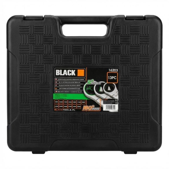 BLACK 13 részes hajlítható fejű racsnis csillag-villáskulcs készlet 16203