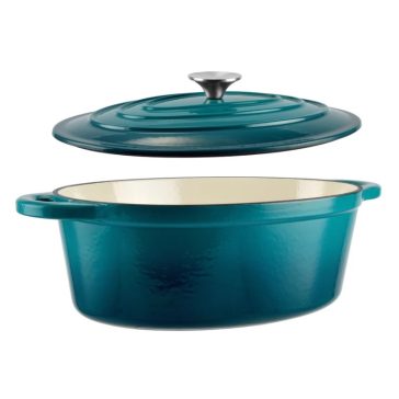  Perfect Home Zománcozott öntöttvas kacsasütő ovális 30cm, 4.2L türkizkék 16639