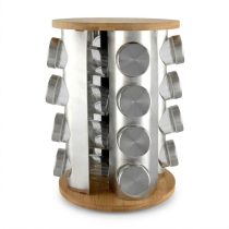   Perfect Home Bambusz és Rozsdamentes Forgó Fűszertartó – 16 részes 16675