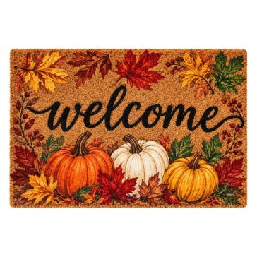   Őszi tök és juharlevél mintás lábtörlő szőnyeg „Welcome” felirattal, 50 × 80 cm 17M2W683KX-2