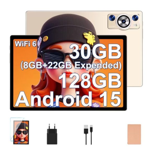 DEERTiME E9 10.1” Android 15 tablet - Arany színben 1K653V6WQA