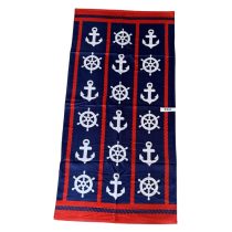   Strand törölköző 70 x 140 cm - Hajókormány és horgony mintás 2210