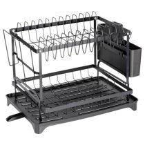   Kétszintes Fekete Fém Edényszárító Állvány (42 x 29 x 36,5 cm) 229298