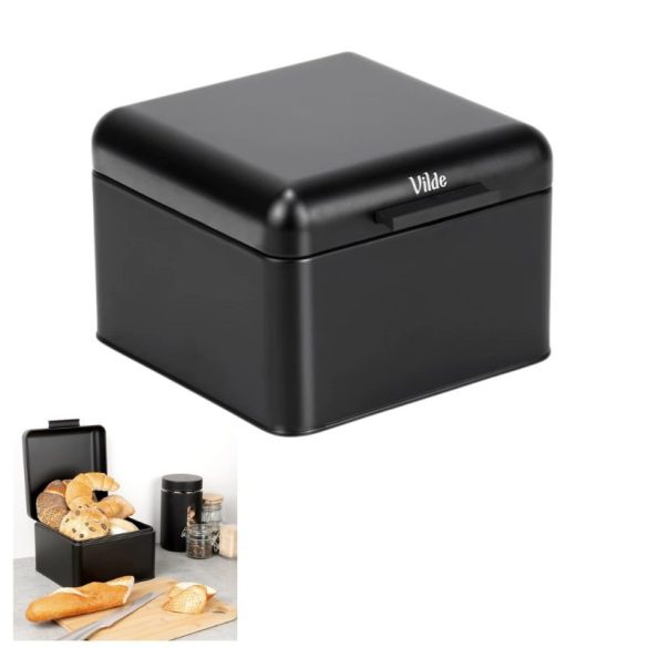 Fém kenyértartó fedéllel fekete 22cm 229306