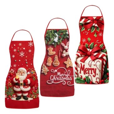   3 db karácsonyi díszkötény, 52 × 72 cm, ünnepi mintákkal 24M4G6G7W0