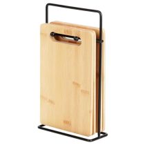   Vilde Bambusz Vágódeszka Szett – 4 db deszka modern fém állványon 259441