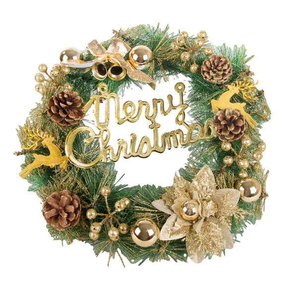 Karácsonyi koszorú – 40 cm, arany díszítéssel 26274