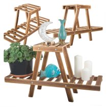   Többszintes fa virágtartó állvány, létra formájú, barna  27395