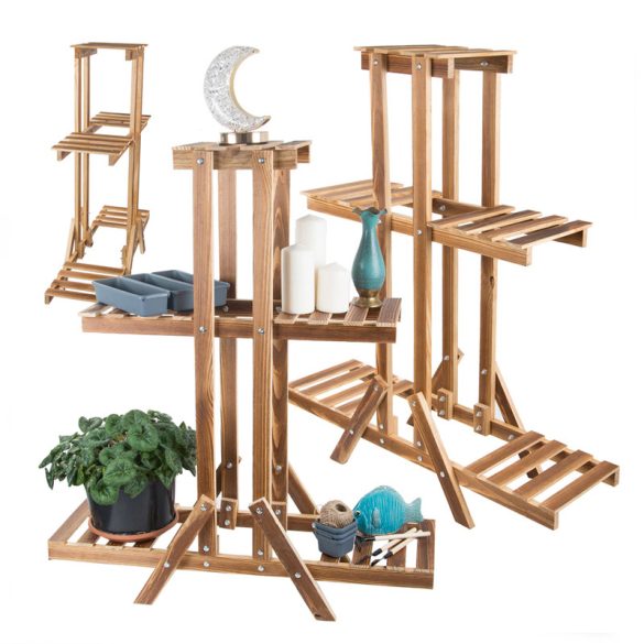 Többszintes fa virágtartó állvány, aszimmetrikus kialakítással 27399