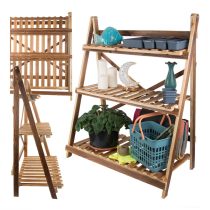   Háromszintes fa virágtartó állvány, összecsukható, széles kivitel 27400