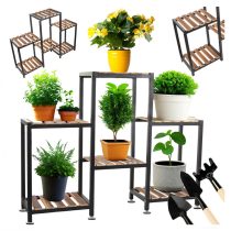   Fém-fa virágtartó állvány, lépcsőzetes elrendezéssel, 6 polcos  27401