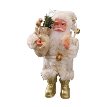   Dekorációs Mikulás figura, fehér-arany, 18 cm 27MV66G3V6-2