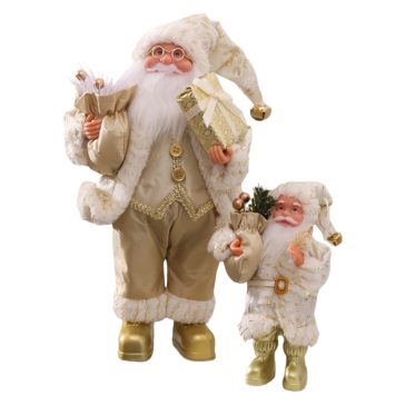   Dekorációs Mikulás figurák fehér-arany, 28 cm / 18 cm 27MV66G3V6