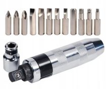   BLACK pneumatikus ütvecsavarhúzó készlet, cserélhető chrome-vanadium bittel és bitfejekkel, fém tárolóban - 28801
