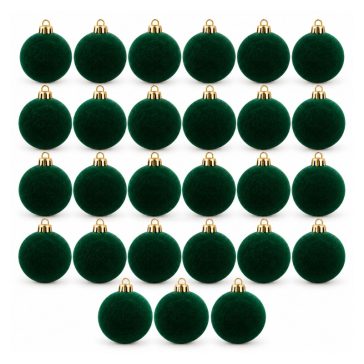   27 db-os prémium bársonyhatású karácsonyfadísz gömbszett, 3 cm, zöld 2WMGQ647Q6-2