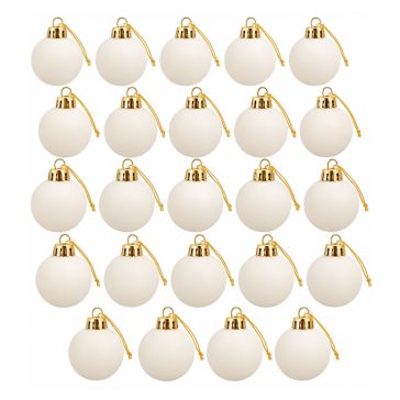   27 db-os prémium bársonyhatású karácsonyfadísz gömbszett, 3 cm, törtfehér 2WMGQ647Q6-3