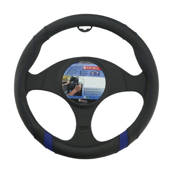 Compass kormányvédő huzat – fekete-kék, 37–39 cm 31457 