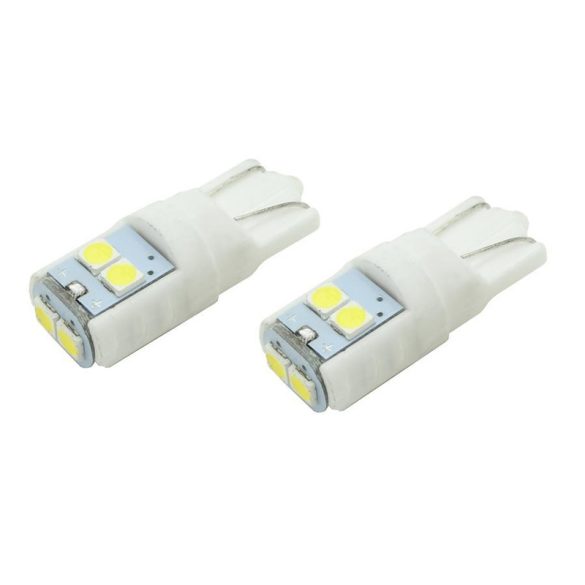 Autós LED izzó 6LED 3030 – 12V T10, fehér (2 darabos szett) 33776