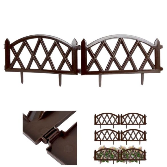 Barna díszes kerti szegélykerítés 30cm 6db 351006-B