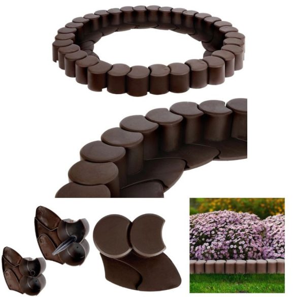 Barna kerti szegély 410cm 32db 351008-B