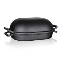   EXCELLENT Öntöttvas Sütőtál Ovális Fedéllel (3+4 l) – Fekete  40051981